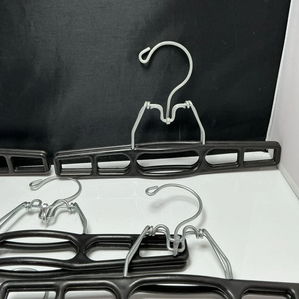 Lot of 7 Vintage Tamor Style Plastic Clamp Hangers Black Pants Skirt Retro Set